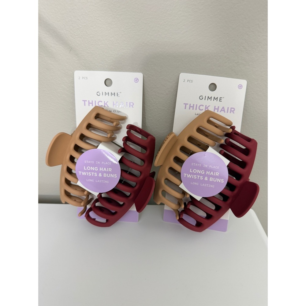 GIMME Claw Clips Women OS Tan‎ Red Thick Hair Large 2-Pack NWT Bundle